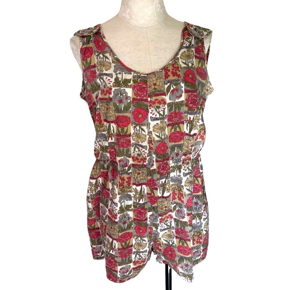 Sherry Lynn Leisure Wear Romper Skirt Set Womens Large L Vintage Botanical Print - Picture 5 of 16